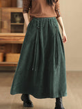 xakxx A-Line Loose Elasticity Solid Color Tied Velvet Skirts Bottoms