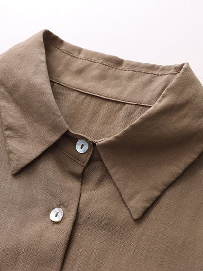 xakxx Solid Color Lapel Blouses&Shirts Tops