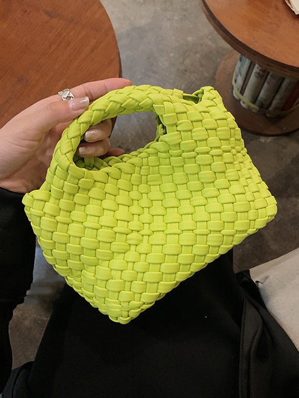 xakxx Solid Color Woven Bags Handbags