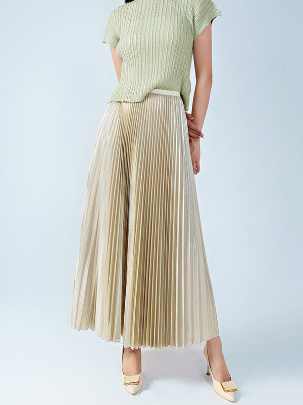 xakxx Loose Metallic Pleated Skirts Bottoms