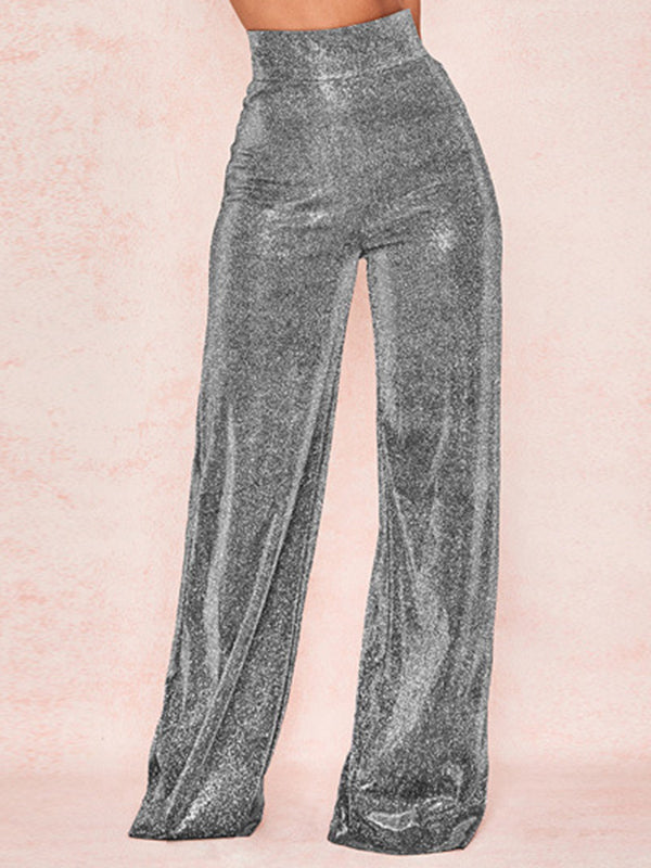 xakxx Loose Wide Leg High-Waisted Split-Joint Pants Trousers