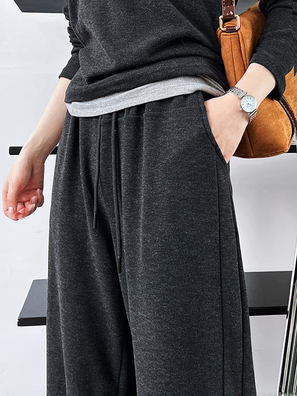 xakxx Long Sleeves Buttoned Hooded  T-Shirts Top + Vest Top + Wide Leg Drawstring Elasticity Pants Bottom Three Pieces Set