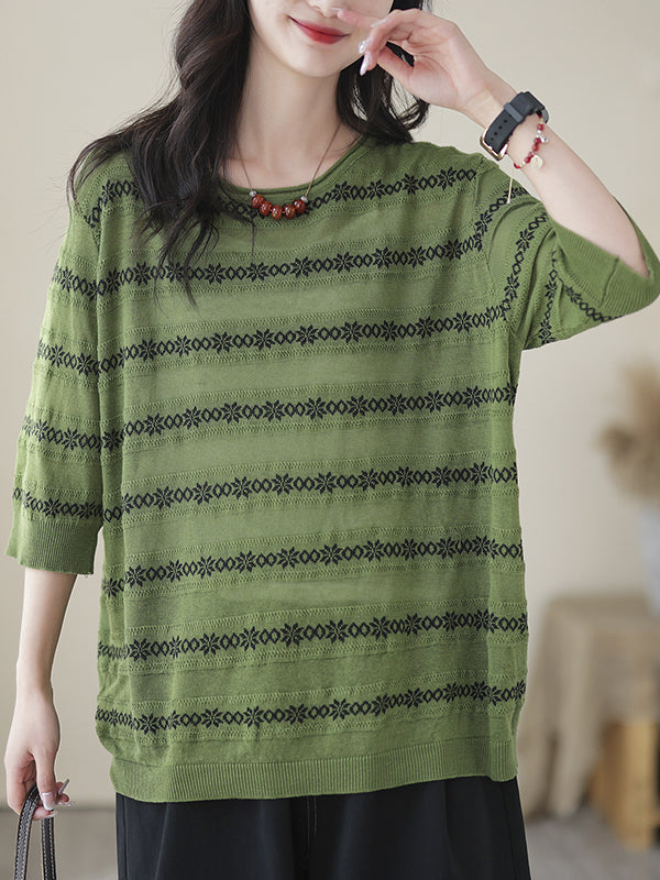 xakxx Half Sleeves Loose Printed Round-Neck T-Shirts Tops