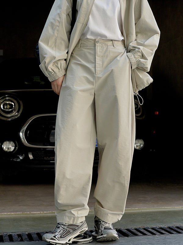 xakxx Loose Wide Leg High-Waisted Pleated Solid Color Casual Pants Bottoms Trousers