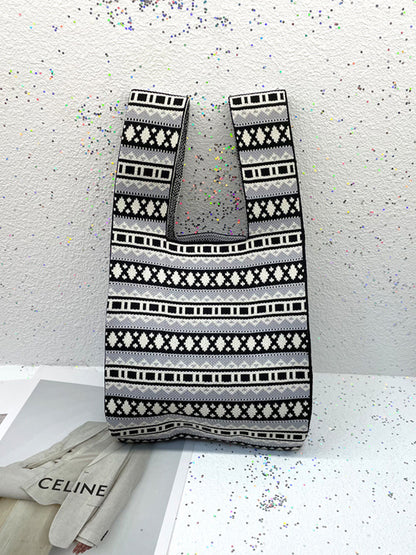 xakxx Contrast Color Cute Bags Woven Handbag