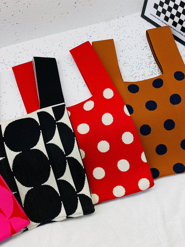 xakxx Contrast Color Polka-Dot Bags Accessories Woven Handbag