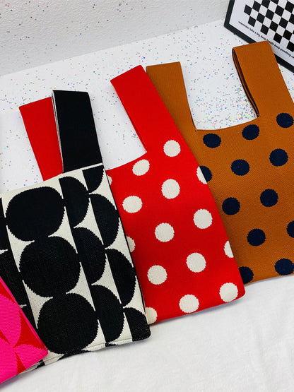 xakxx Contrast Color Polka-Dot Bags Accessories Woven Handbag