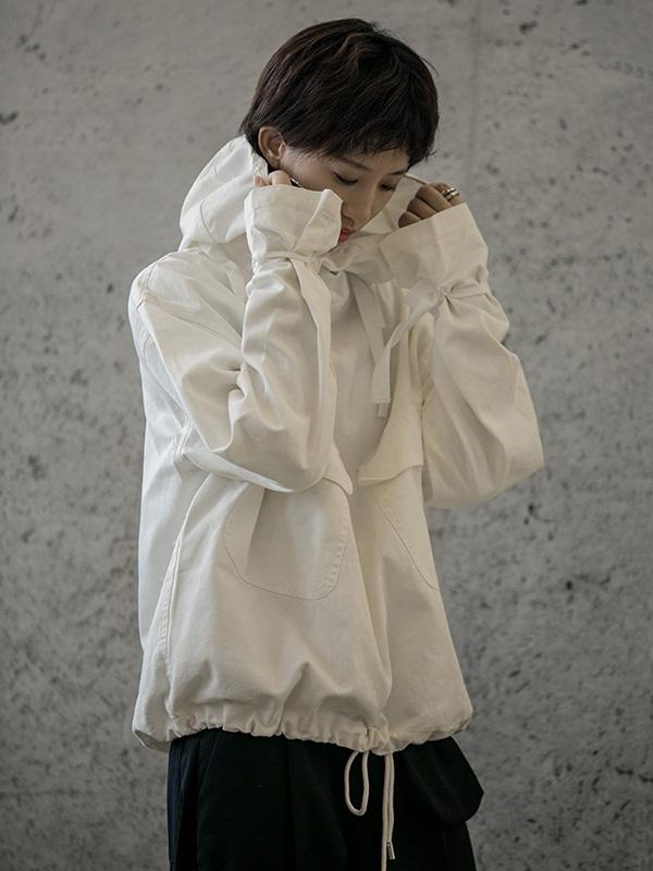 xakxx Loose Solid Drawstring Space Style Hoodie Sweatshirt