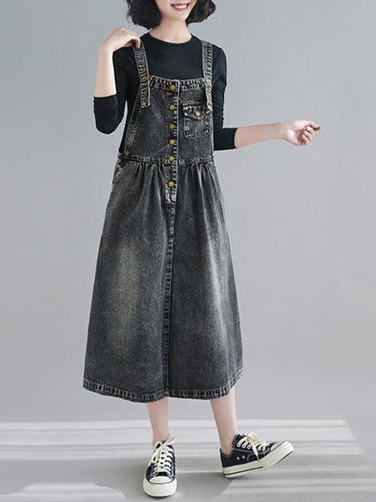 xakxx Original Sleeveless With Pocket Denim Dress