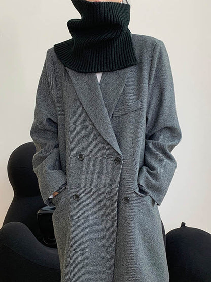 xakxx 3 Colors Simple High-Neck Asymmetric Knitted Scarf