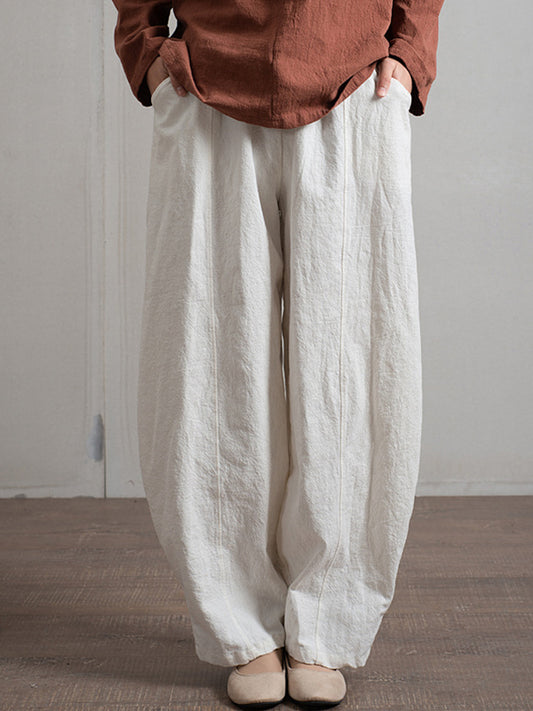 xakxx Simple High Waisted Solid Color Wide Leg Pants