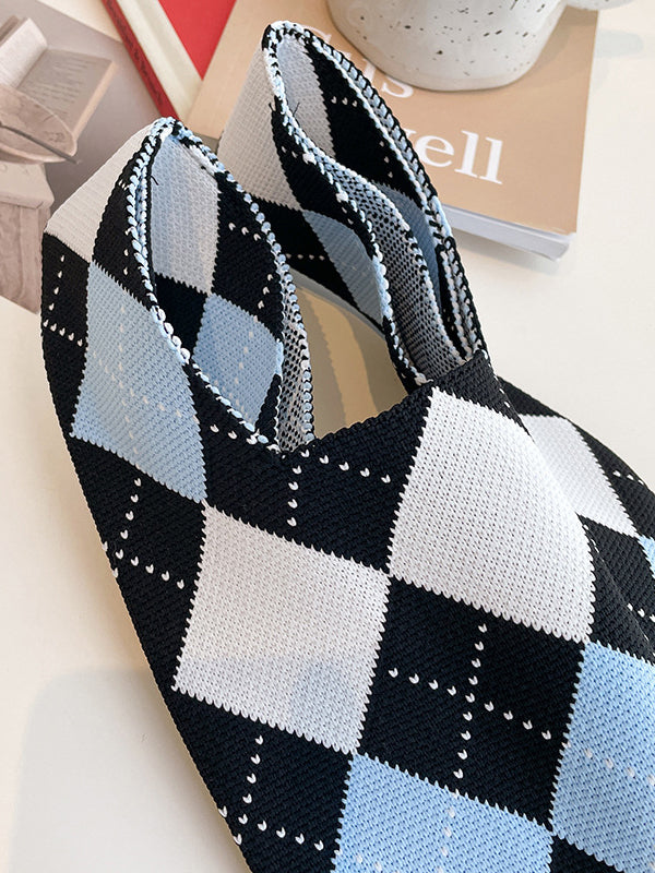 xakxx Urban Checkerboard Contrast Color Color-Block Bags Accessories Handbags