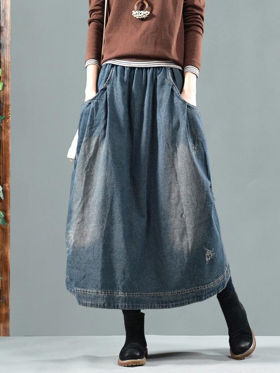 xakxx Split-joint Denim Skirt Bottom
