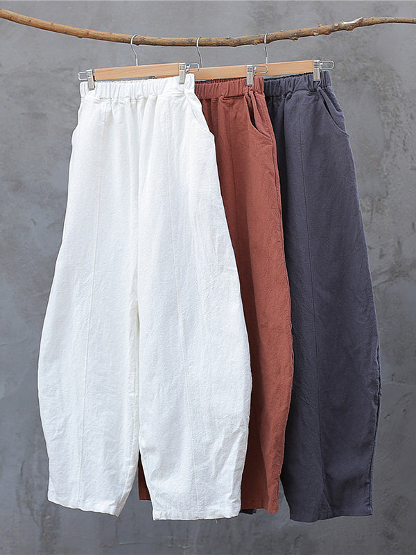 xakxx Simple High Waisted Solid Color Wide Leg Pants