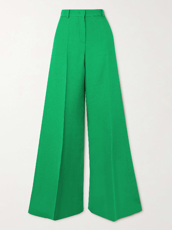 xakxx Wide Leg Solid Color Flared Trousers Pants