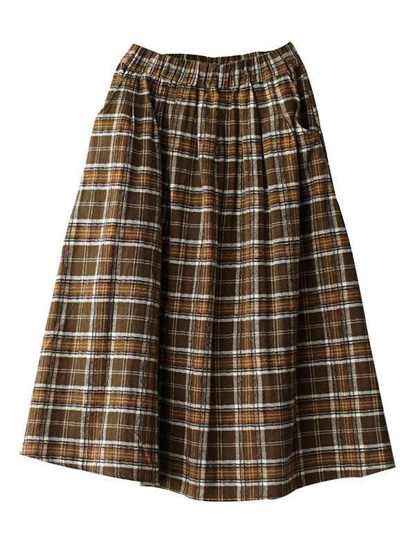 xakxx Artistic Retro Plaid A-Line Skirt