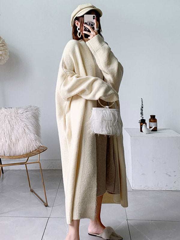 xakxx Urban Simple Loose Solid Color Knitting Cardigan Coat