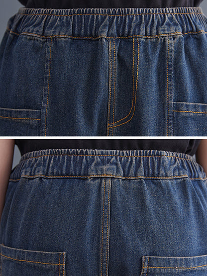 xakxx Artistic Retro Loose Elasticity Jean Pants