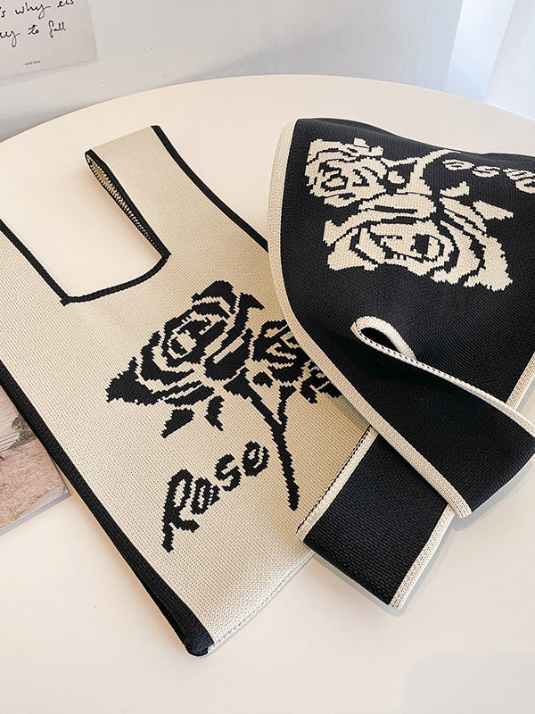 xakxx Floral Bags Woven Handbag