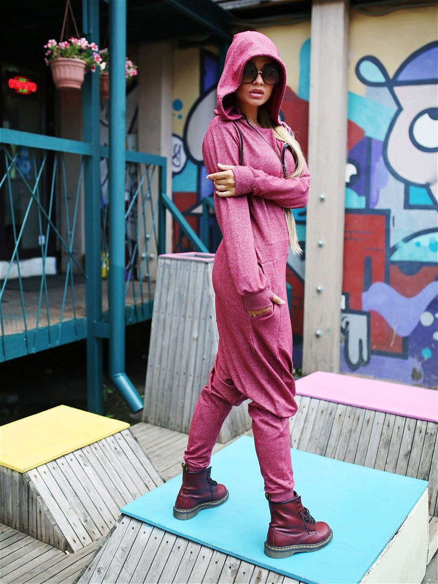 xakxx Solid Hooded Zipper Yoga Jumpsuits
