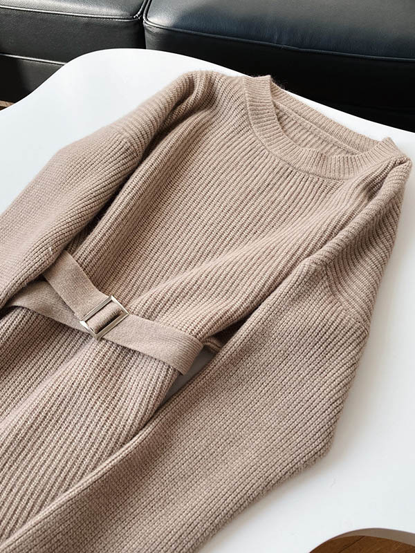 xakxx Loose Lace-Up Knitting Dress