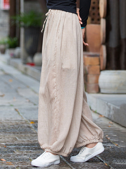 xakxx Vintage Wide Leg Loose Solid Color Bloomers Pants
