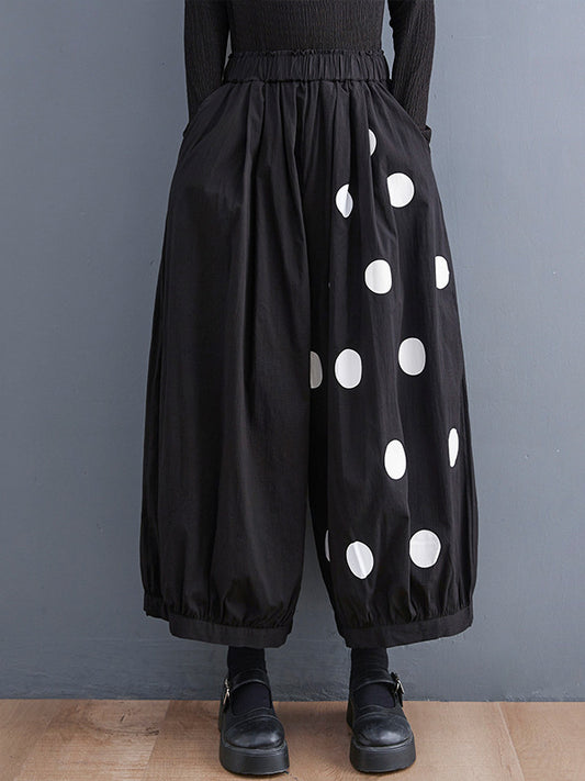 xakxx Original Creation Loose Wide Leg Polka-Dot Casual Pants Bottoms