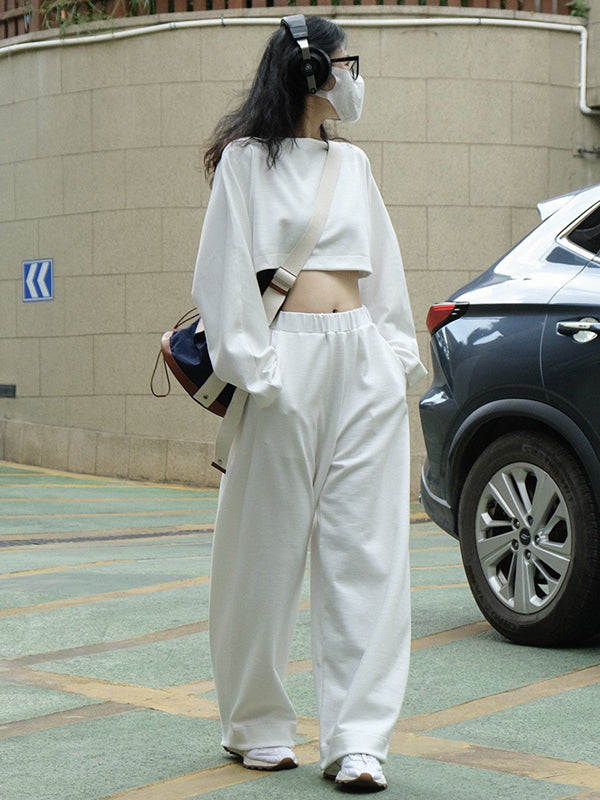 xakxx Casual Wide Leg Loose Solid Color Pants