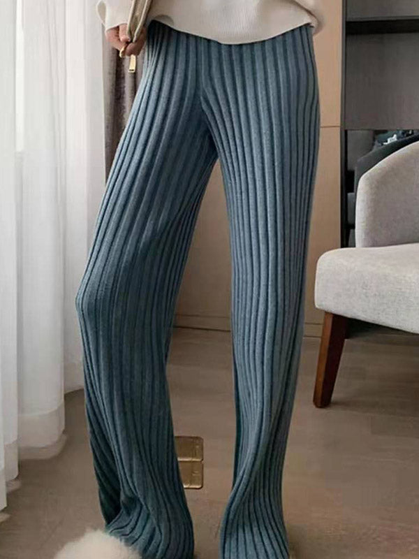 xakxx Casual Loose 6 Colors Knitting Wide Leg Pants
