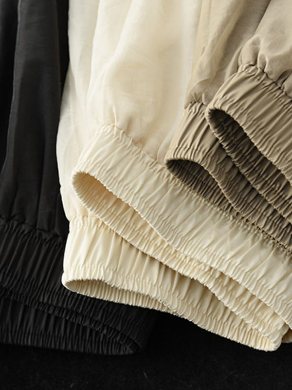 xakxx Simple Loose Solid Color Split-Joint Bubble Skirt