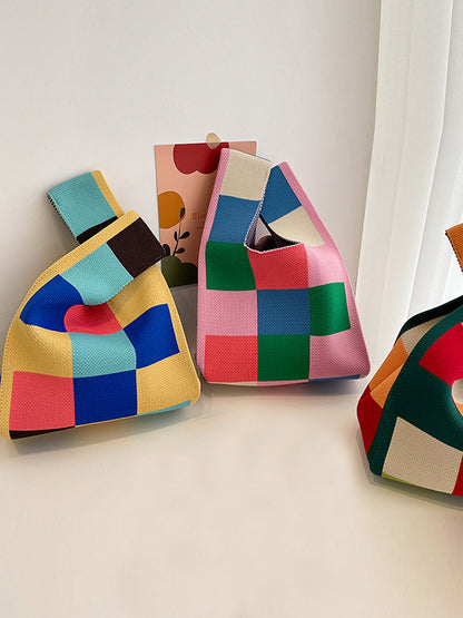 xakxx Casual Checkerboard Contrast Color Color-Block Bags Accessories Handbags