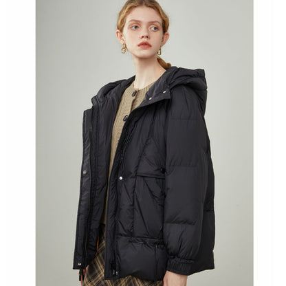 Office Lady White Duck Down Hooded Short Down Jacket Women's  New Winter Fashion Foreign Style Bread Jacket