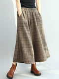 xakxx Vintage Loose Wide Leg Checkered Elastic Waist Pants