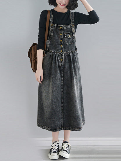 xakxx Original Sleeveless With Pocket Denim Dress