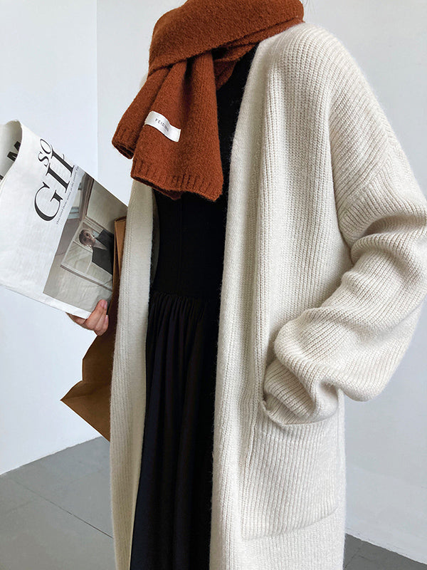 xakxx Casual Loose Solid Color Cardigan Tops