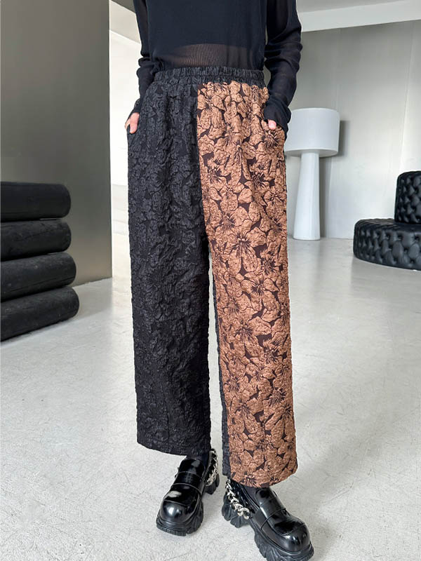 xakxx A-Line High-Low Asymmetric Contrast Color Jacquard Vest Top + Elasticity Pants Bottom Two Pieces Set