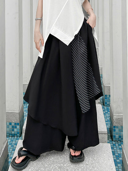 xakxx Loose Wide Leg Asymmetric Split-Joint Pants Trousers