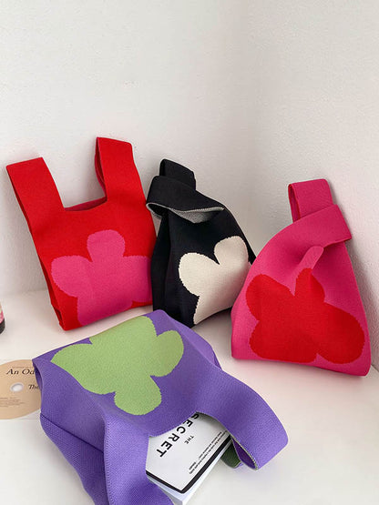 xakxx Flower Contrast Color Knitting Bags Accessories