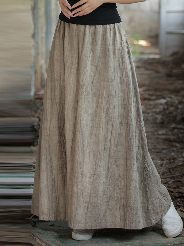 xakxx Loose Elasticity Pockets Tie-Dyed Skirts Bottoms