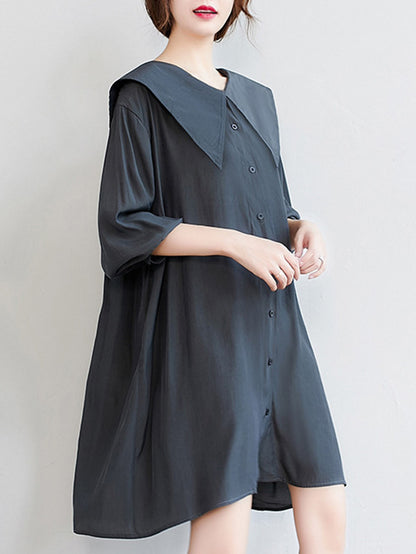 xakxx Original Printed Doll Collar Shirt Dress