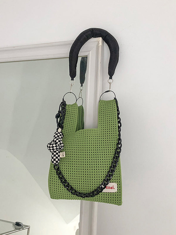 xakxx Chains Hollow Woven Shoulder Bags Handbags