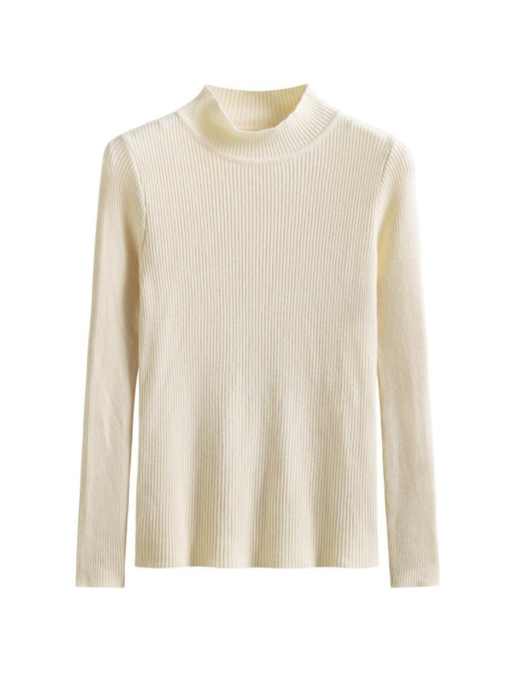 xakxx Simple Long Sleeves Skinny Solid Color High-Neck Pullovers