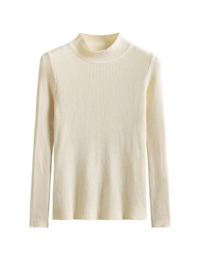 xakxx Simple Long Sleeves Skinny Solid Color High-Neck Pullovers