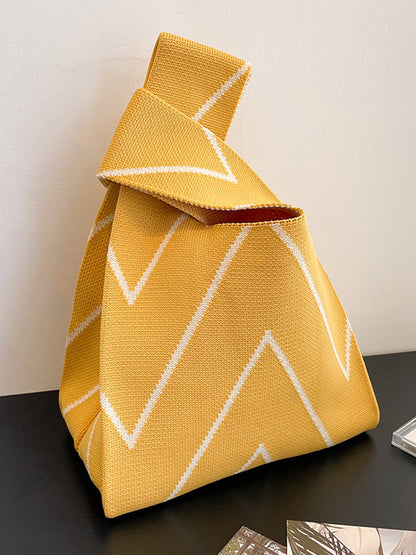 xakxx Contrast Color Striped Woven Woven Handbag