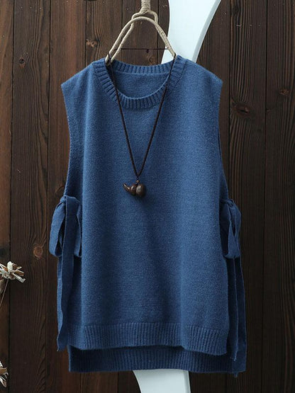 xakxx Vintage Split-side Bandage Knitting Vest