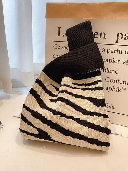 xakxx Knitting Checkerboard Zebra-Stripe Striped Bags Accessories Handbags