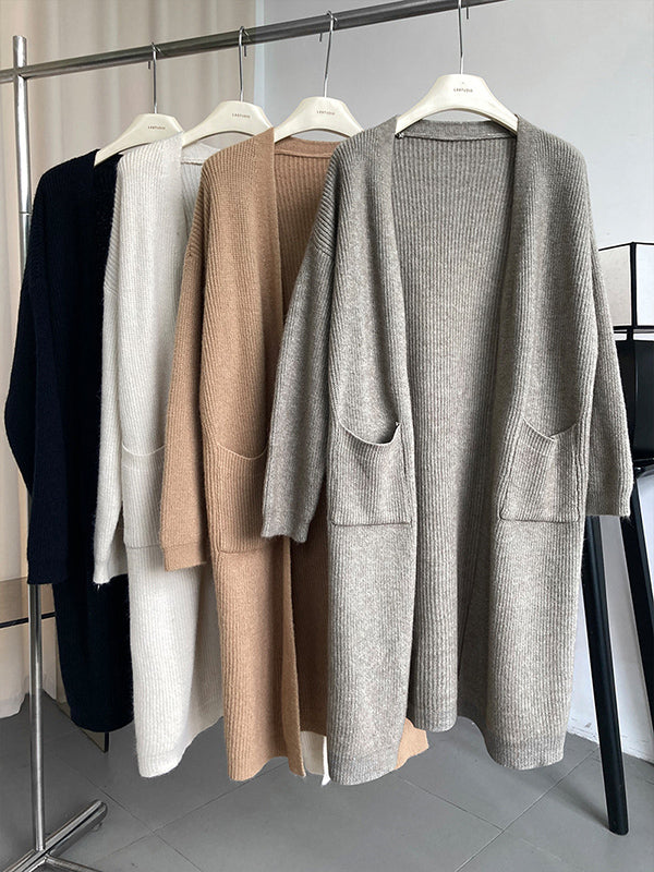 xakxx Casual Loose Solid Color Cardigan Tops