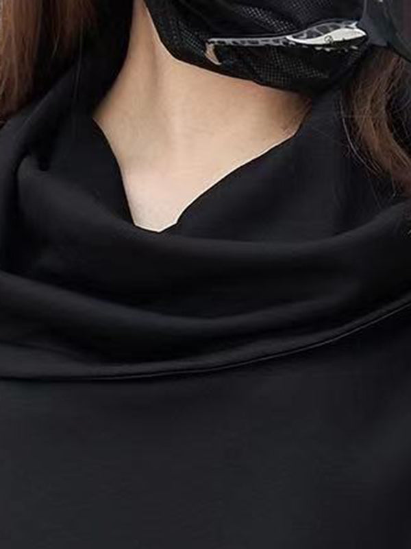 xakxx Batwing Sleeves Loose Asymmetric Split-Joint Zipper Heaps Collar Sweatershirt