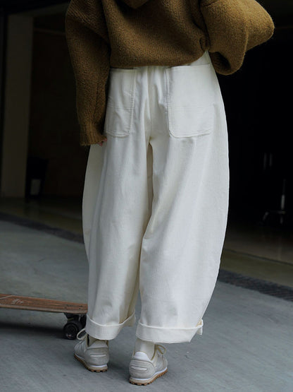 xakxx Vintage Corduroy Wide Leg Loose Solid Color Pants