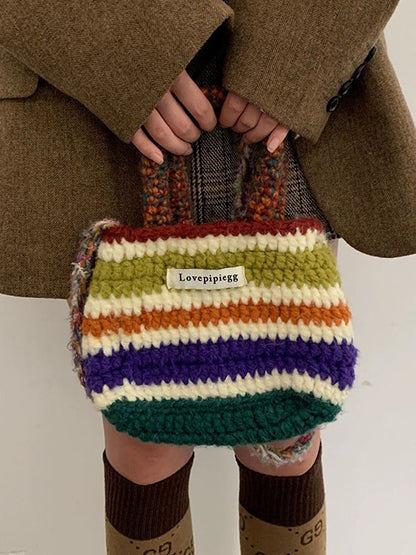 xakxx Colorful Contrast Color Crossbody Bag Woven Handbag